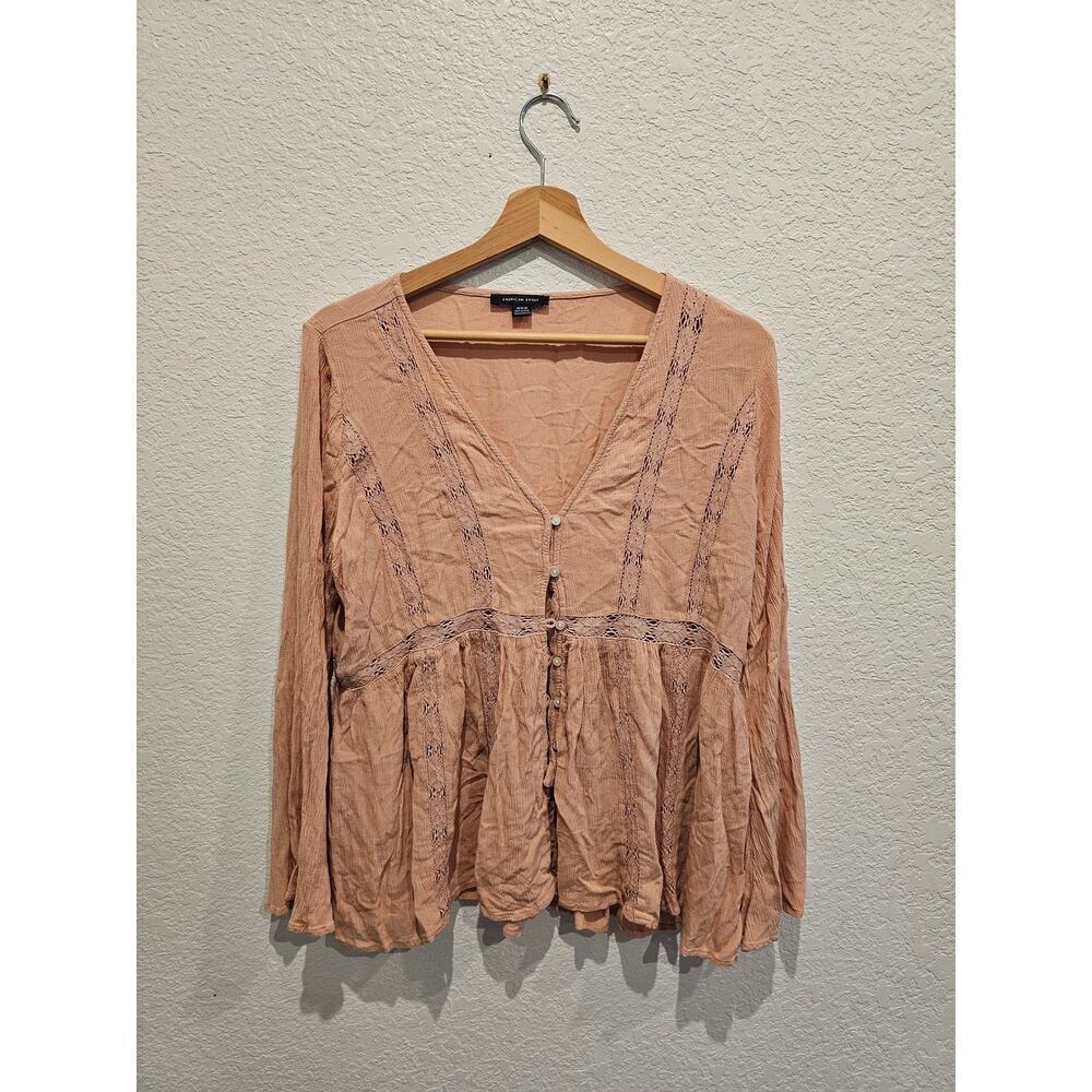 American Eagle Terracotta boho bell blouse sz Medium - Picture 2 of 4